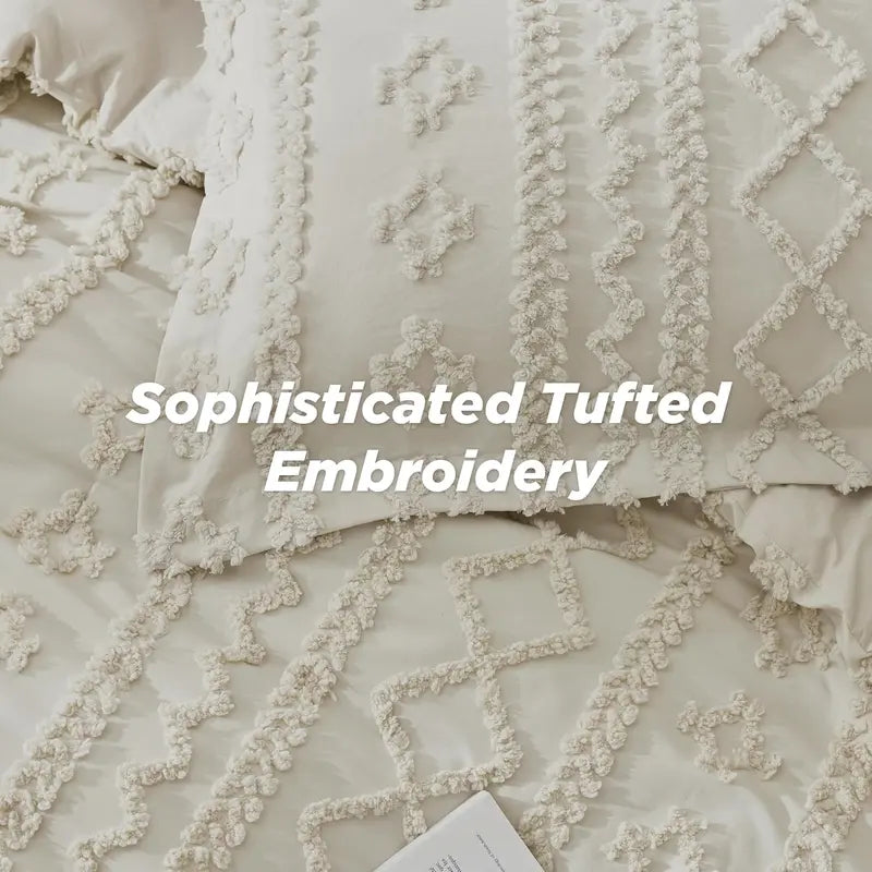 Boho Quilted 3-Piece Bedding Set with Pillow Shams