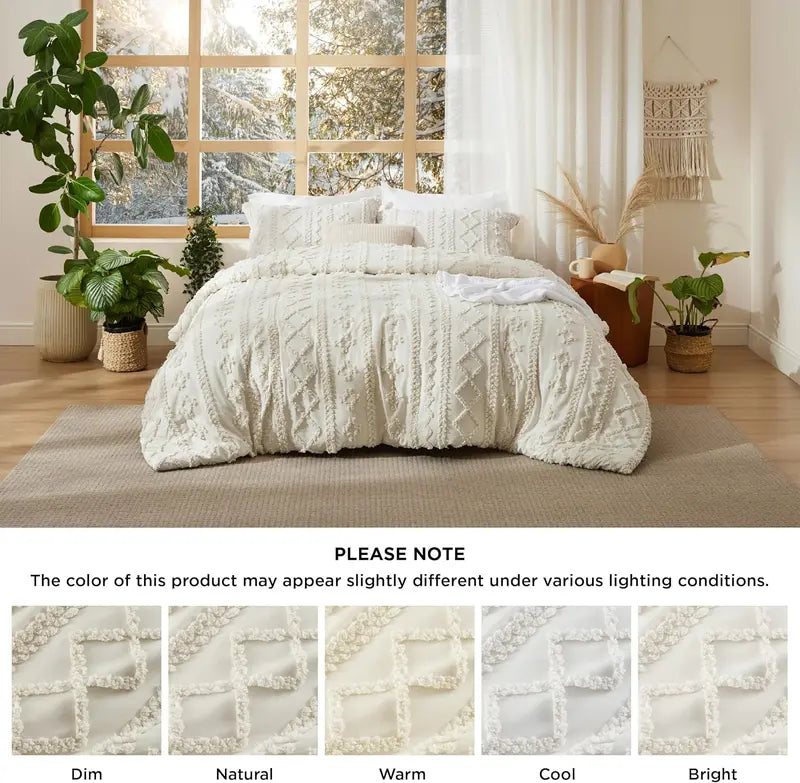 Boho Quilted 3-Piece Bedding Set with Pillow Shams